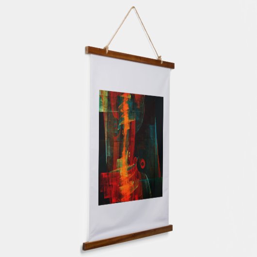 Water Sinaasappel Rood Blauw Modern Abstract Kunst Hangend Wandkleed (Gebogen)
