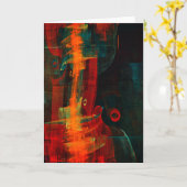 Water Sinaasappel Rood Blauw Modern Abstract Kunst Kaart (Gele Bloem)