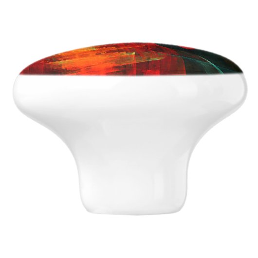 Water Sinaasappel Rood Blauw Modern Abstract Kunst Keramische Knop (Zijkant)