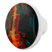 Water Sinaasappel Rood Blauw Modern Abstract Kunst Keramische Knop (Rechts)