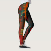Water Sinaasappel Rood Blauw Modern Abstract Kunst Leggings (Rechts)