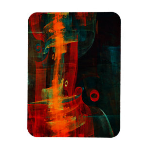 Water Sinaasappel Rood Blauw Modern Abstract Kunst Magneet