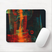 Water Sinaasappel Rood Blauw Modern Abstract Kunst Muismat (Met muis)