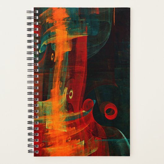 Water Sinaasappel Rood Blauw Modern Abstract Kunst Planner (Voorkant)