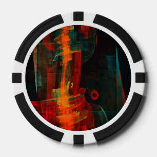 Water Sinaasappel Rood Blauw Modern Abstract Kunst Poker Chips