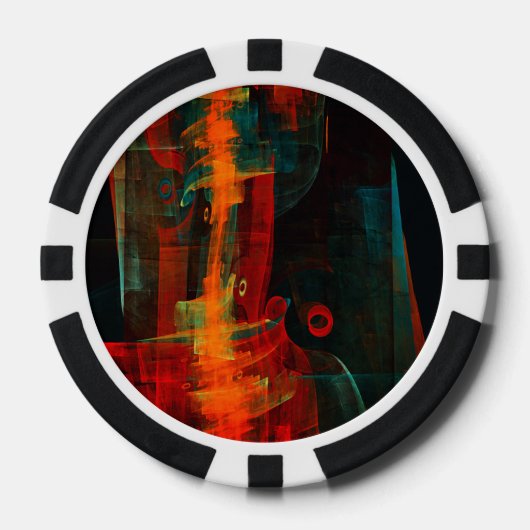 Water Sinaasappel Rood Blauw Modern Abstract Kunst Poker Chips (Voorkant)