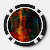 Water Sinaasappel Rood Blauw Modern Abstract Kunst Poker Chips (Achterkant)