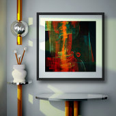 Water Sinaasappel Rood Blauw Modern Abstract Kunst Poster