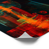 Water Sinaasappel Rood Blauw Modern Abstract Kunst Poster (Hoek)