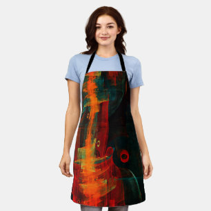 Water Sinaasappel Rood Blauw Modern Abstract Kunst Schort