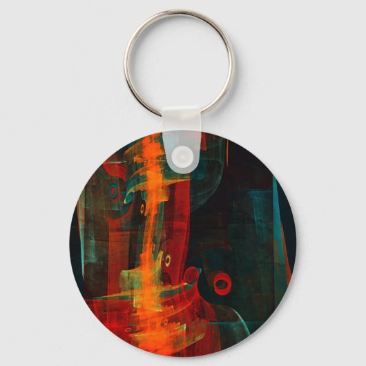 Water Sinaasappel Rood Blauw Modern Abstract Kunst Sleutelhanger (Voorkant)