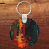 Water Sinaasappel Rood Blauw Modern Abstract Kunst Sleutelhanger (Voorkant)