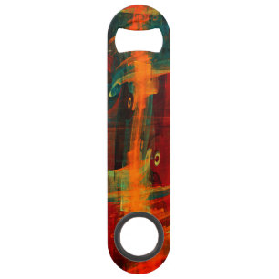Water Sinaasappel Rood Blauw Modern Abstract Kunst Speed Flessenopener