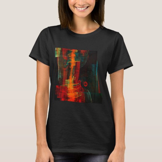 Water Sinaasappel Rood Blauw Modern Abstract Kunst T-shirt (Voorkant)