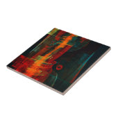 Water Sinaasappel Rood Blauw Modern Abstract Kunst Tegeltje (Zijkant)