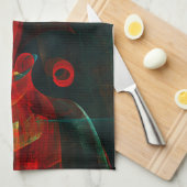 Water Sinaasappel Rood Blauw Modern Abstract Kunst Theedoek (Quarter Fold)