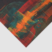 Water Sinaasappel Rood Blauw Modern Abstract Kunst Tissuepapier (Detail)