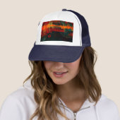 Water Sinaasappel Rood Blauw Modern Abstract Kunst Trucker Pet (In situ)