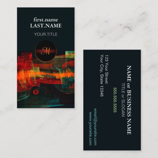 Water Sinaasappel Rood Blauw Modern Abstract Kunst Visitekaartje (Voorkant / Achterkant)