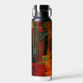 Water Sinaasappel Rood Blauw Modern Abstract Kunst Waterfles (Voorkant)