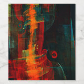 Water Sinaasappel Rood Blauw Modern Abstract Kunst Wijn Etiket (Enkel label)