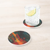 Water Sinaasappel Rood Blauw Modern Abstract Kunst Zandsteen Onderzetter (Zijkant)