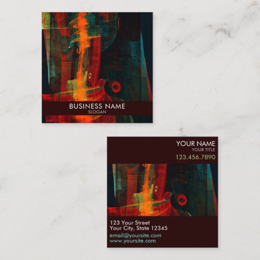 Water Sinaasappel Rood Blauw Modern Abstract Profe Vierkante Visitekaartje (Voorkant / Achterkant)