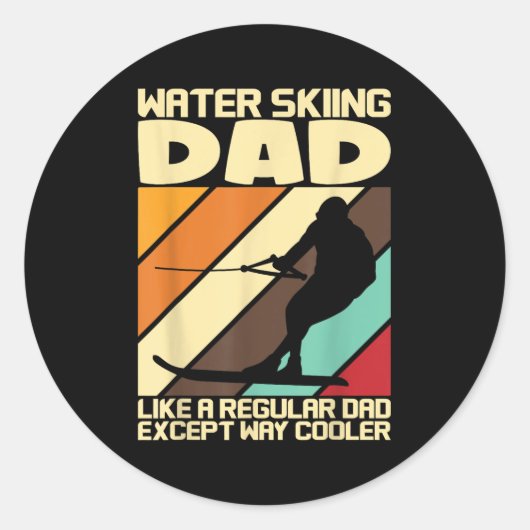 Water Ski Fans Water Skiing Dad  Ronde Sticker (Voorkant)