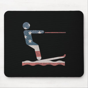 Water Ski T-shirt Waterskiën Amerikaanse Vlag Tee Muismat