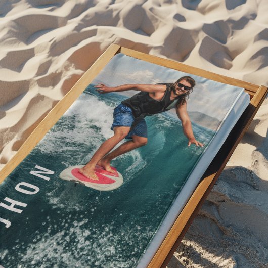 Water Skiën Blue Wave Beach Zomer Aangepaste Naam Strandlaken