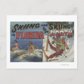 Water Skiën in Florida tegen sneeuw in het noorden Briefkaart (Voorkant)