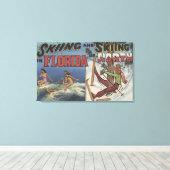 Water Skiën in Florida tegen sneeuw in het noorden Canvas Afdruk (Insitu (Houten vloer))