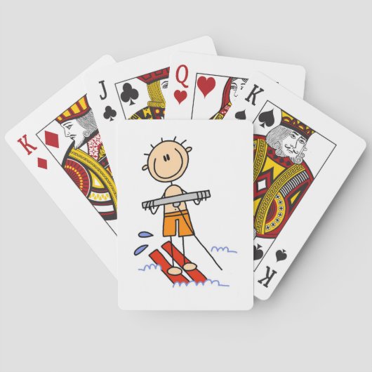 Water Skiën Stokfiguur Pokerkaarten (Achterkant)