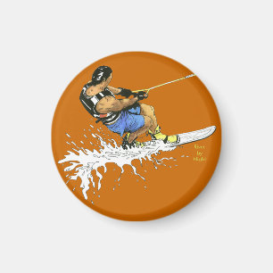 Water Skier-blauw Magneet