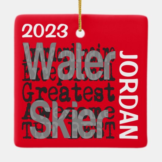 Water Skier Extraordinaire CUSTOM Keramisch Ornament (Achterkant)