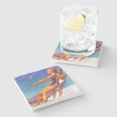 Water Skier van McClelland Barclay Stenen Onderzetter (Zijkant)