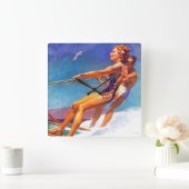 Water Skier van McClelland Barclay Vierkante Klok (Huis)