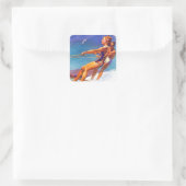 Water Skier van McClelland Barclay Vierkante Sticker (Tas)
