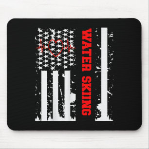 Water Skiing Grafisch Met Vintage Usa Vlag Voor Vr Muismat