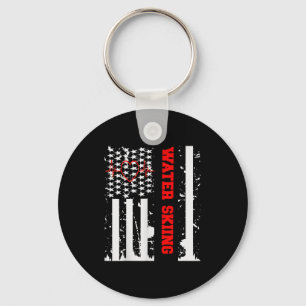 Water Skiing Grafisch Met Vintage Usa Vlag Voor Vr Sleutelhanger