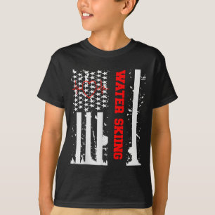 Water Skiing Grafisch Met Vintage Usa Vlag Voor Vr T-shirt