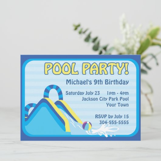 Water Slide Birthday Kaart (Staand voorkant)