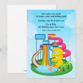 Water Slide Park Verjaardag Splash Kaart (Voorkant / Achterkant)