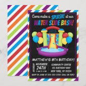 Water Slide Party uitnodiging Zomer Verjaardagsfee (Voorkant / Achterkant)