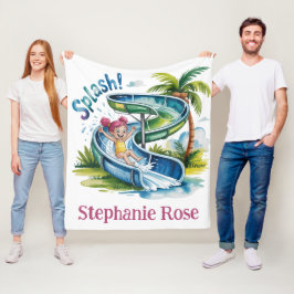Water Slide Splash Girl Verjaardagsfeestje Gift Fleece Deken