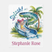 Water Slide Splash Girl Verjaardagsfeestje Gift Fleece Deken (Voorkant)