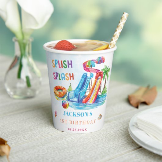 Water Slide Splish Splash Birthday Party Papieren Bekers (Insitu)