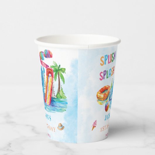 Water Slide Splish Splash Birthday Party Papieren Bekers (Rechts)