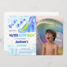 Water Slide Verjaardag Foto uitnodiging