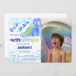 Water Slide Verjaardag Foto uitnodiging